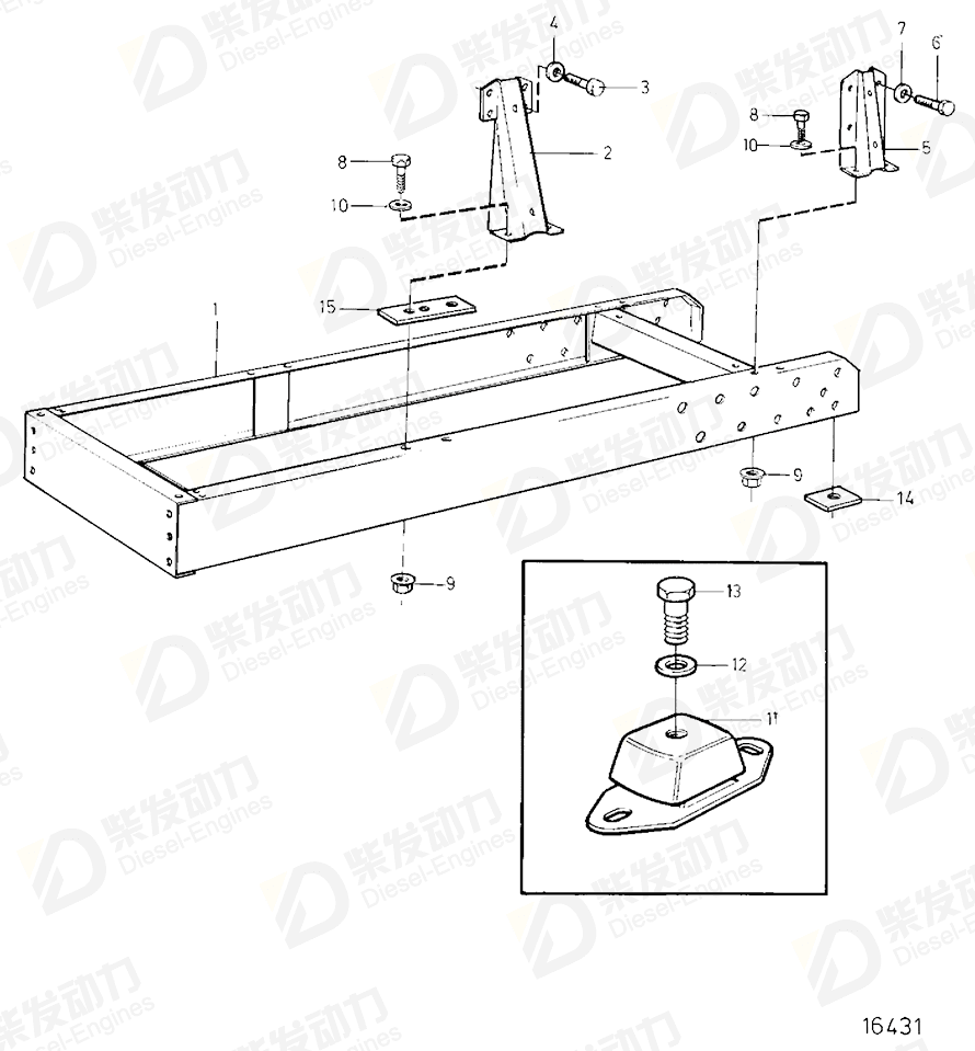 volvo penta Engine bracket, rear 863022 Drawing volvo penta Engine bracket, rear 863022 Drawing